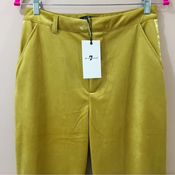 7 for All Mankind Pants Straight Leg Suede Yellow Hi Rise size 8 - Picture 2 of 7